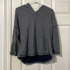 Navy blue and white striped hoodie